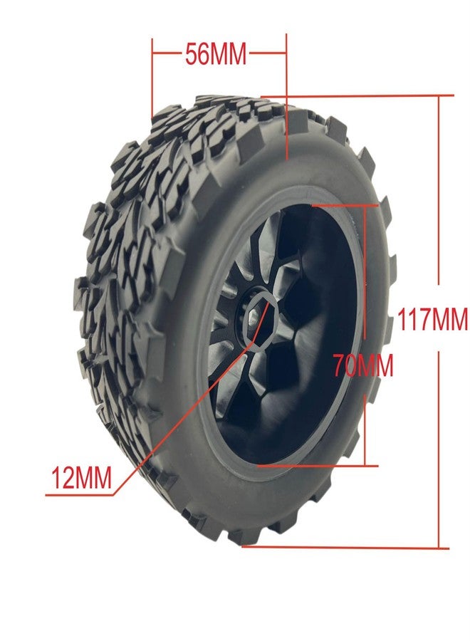 ZRRC 12mm Hex RC Wheels and Tires 1/10 Scale RC Truck Tires and Wheels for Traxxas Rustler Stampede 2wd 4x4 vxl Hoss E-Revo Redcat Volcano EPX RIAARIO AMORIL, Preglued 2.8" RC Tyres Wheels - Image 2